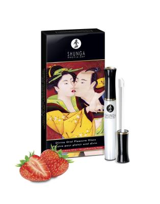 Блеск для губ Shunga «Божественное удовольствие», эффект ледяного огня, клубника и шампанское, 10 мл