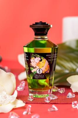 Съедобное массажное масло Shunga Exotic Green Tea, разогревающее, «Экзотический зеленый чай», 100 мл