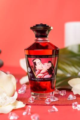 Съедобное массажное масло Shunga Blazing Cherry, разогревающее, вишня, 100 мл