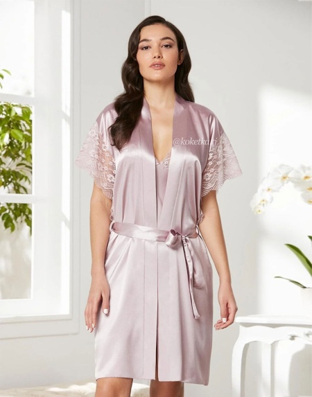 Атласная сорочка с халатом от Pierre Cardin