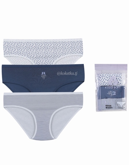 Набор хлопковых трусиков — слип (3 шт) (XL, 2XL, 3XL)