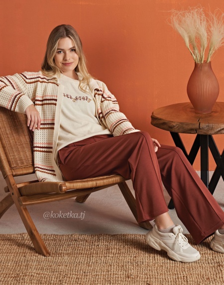 Домашний комплект с вязанным кардиганом (3-ка)