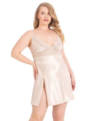 Атласная сорочка с халатом (XXL, 3XL, 4XL)