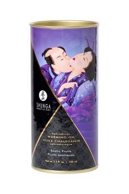 Съедобное массажное масло Shunga Exotic Fruits, разогревающее, экзотические фрукты, 100 мл