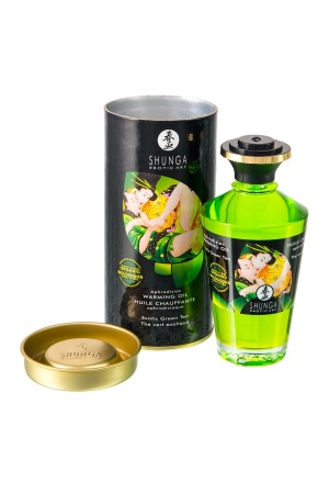 Съедобное массажное масло Shunga Exotic Green Tea, разогревающее, «Экзотический зеленый чай», 100 мл