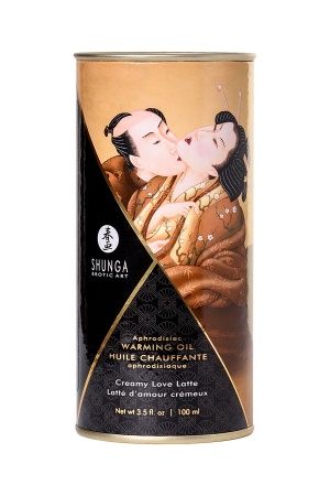 Съедобное массажное масло Shunga Creamy Love Latte, разогревающее, «Любовный крем латте», 100 мл