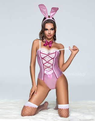 Кожанный костюм зайчика с ушками и хвостиком