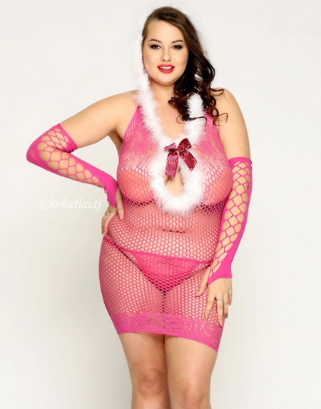 Платье-сетка и стринги (Plus Size)