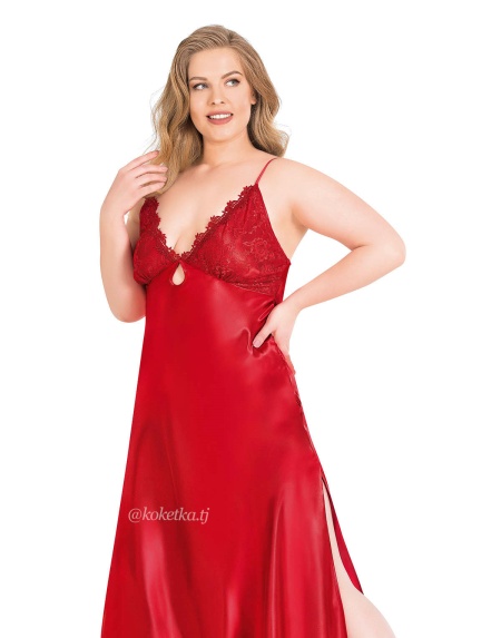 Атласная сорочка с халатом (XXL, 3XL, 4XL)