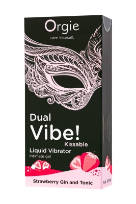 Съедобный гель с эффектом вибрации Orgie DUAL VIBE! Strawberry Gin And Tonic, на водной основе, 15мл