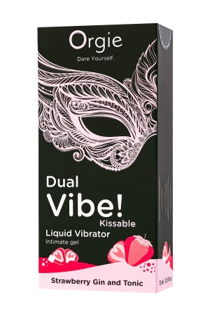 Съедобный гель с эффектом вибрации Orgie DUAL VIBE! Strawberry Gin And Tonic, на водной основе, 15мл