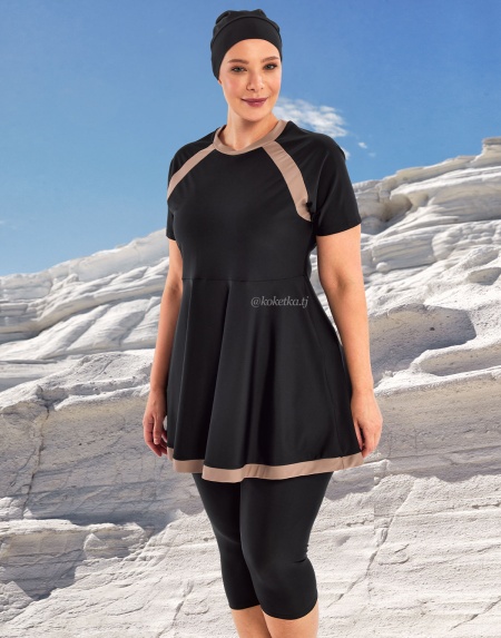 Модный купальник с короткими лосинами (3XL, 4XL, 5XL, 6XL)