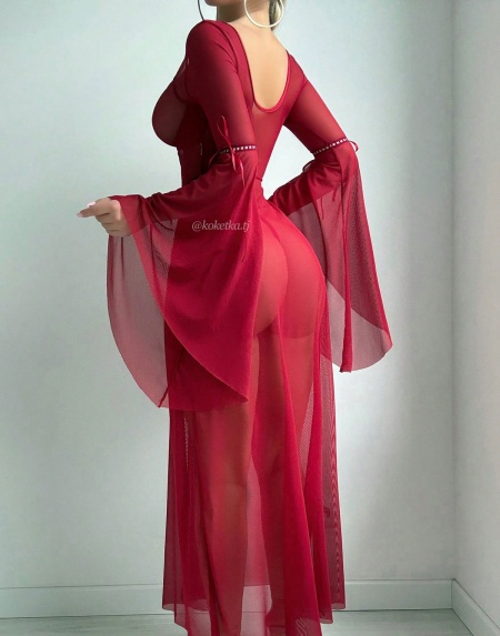 Прозрачная сорочка с расклешённым рукавом