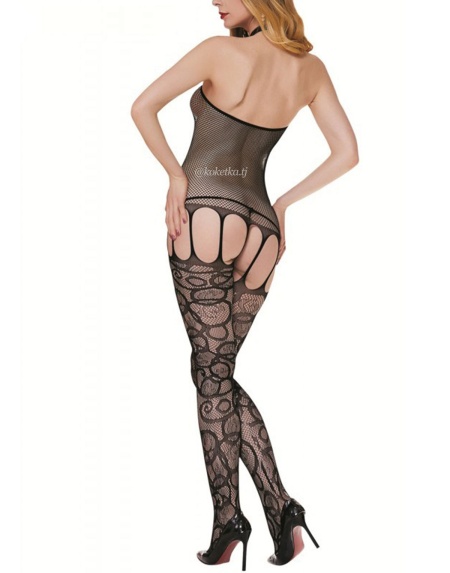 Кружевной бодистокинг с имитацией чулок