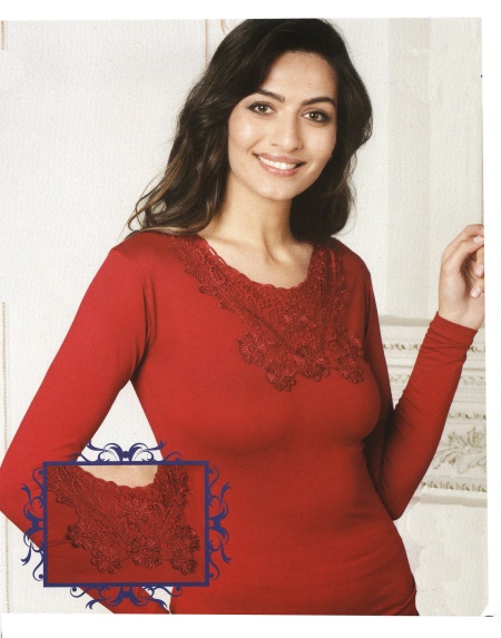 Лонгслив с кружевом (красный и чёрный)