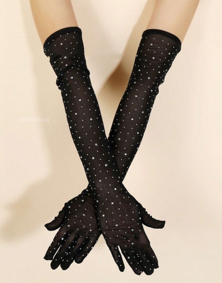Элегантные перчатки со стразами
