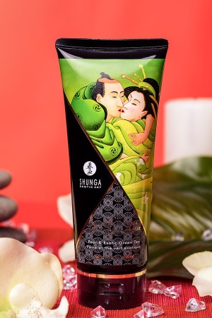 Съедобный массажный крем Shunga Pear&Exotic Green Tea, съедобный, груша и зеленый чай, 200 мл