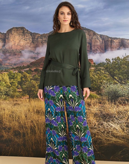 Комплект с длинными рукавами и цветочным узором