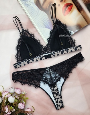 Леопардовый бюстгальтер с трусиками