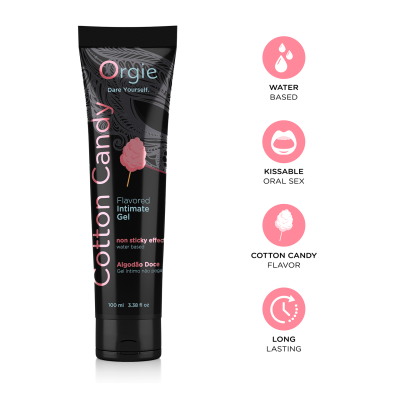 Съедобный интимный гель Orgie Lube Tube Cotton Candy, на водной основе, 100 мл