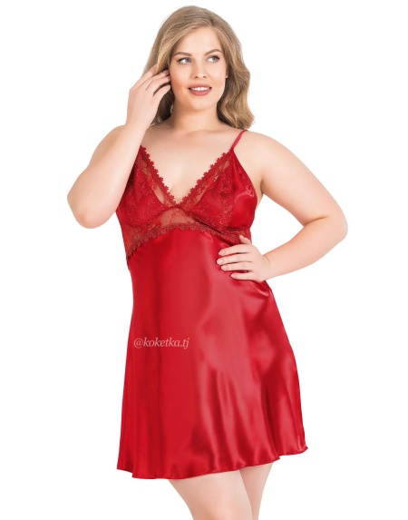 Атласная сорочка с халатом (XXL, 3XL, 4XL)