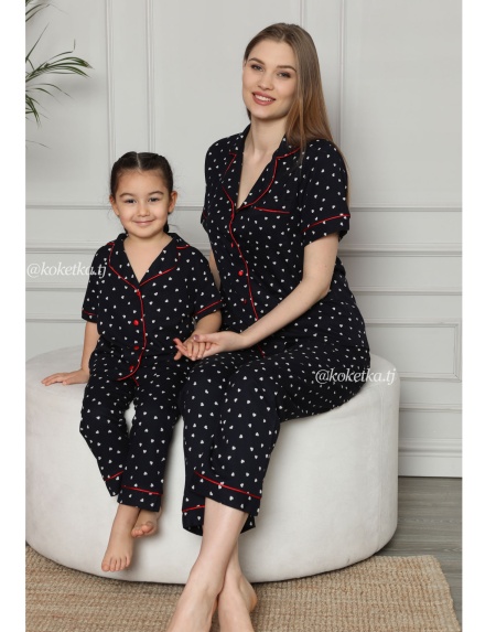 Детская пижама с мелкими сердечками