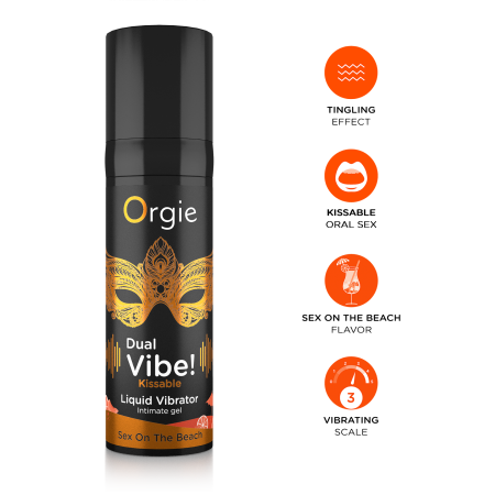 Съедобный гель с вибрацией DUAL VIBE! со вкусом коктейля SEX ON THE BEACH, 15 мл