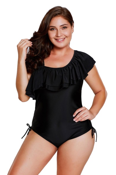 Купальник с воланом на одно плечо