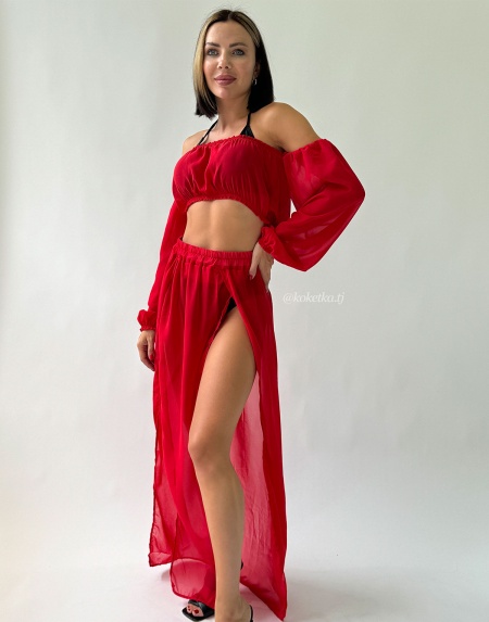 Пляжный топ с юбкой