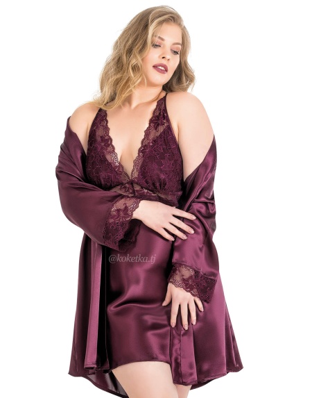 Атласная сорочка с халатом (XXL, 3XL, 4XL)