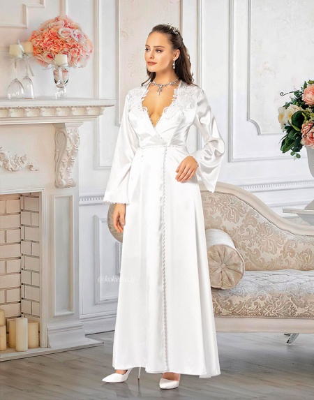 Атласная сорочка с халатом