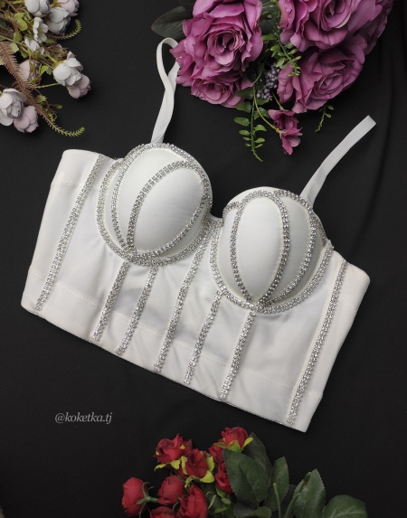 Бюстье со стеклянными стразами