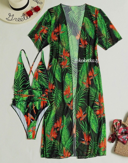 Слитный купальник c накидкой