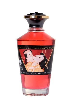 Съедобное массажное масло Shunga Sparkling Strawberry Wine, разогревающее, клубника и шампанское, 100 мл