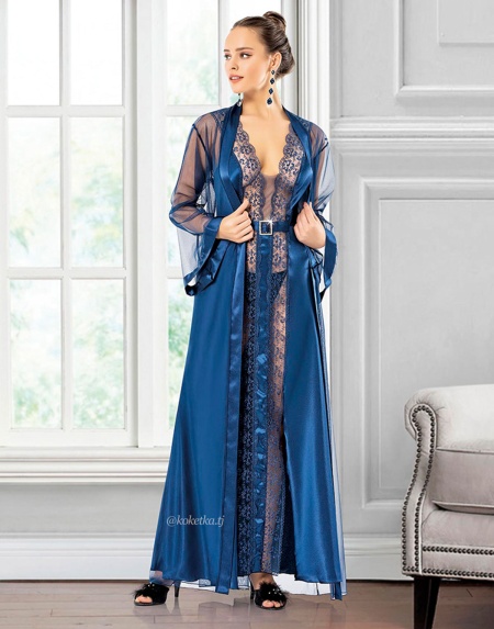 Атласная сорочка с халатом