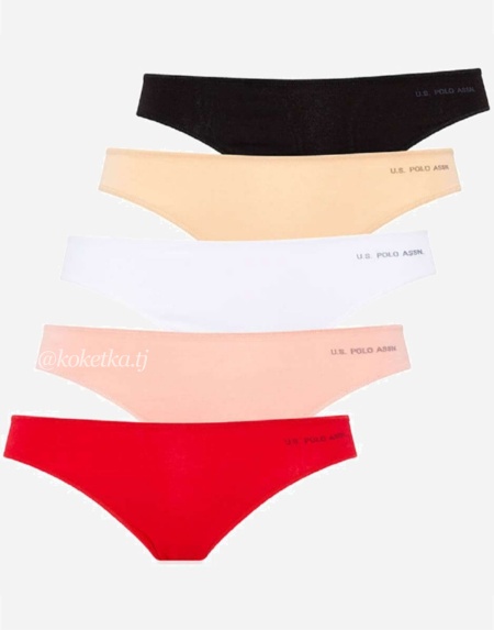 Набор трусиков-бразилиана U.S. Polo Assn (черный, бежевый, белый, красный, розовый - 5 шт)