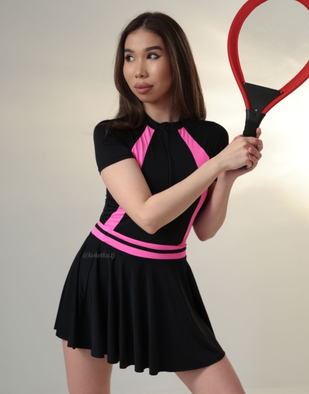 Подростковый купальник комбинезон с юбкой