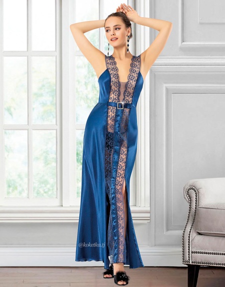 Атласная сорочка с халатом