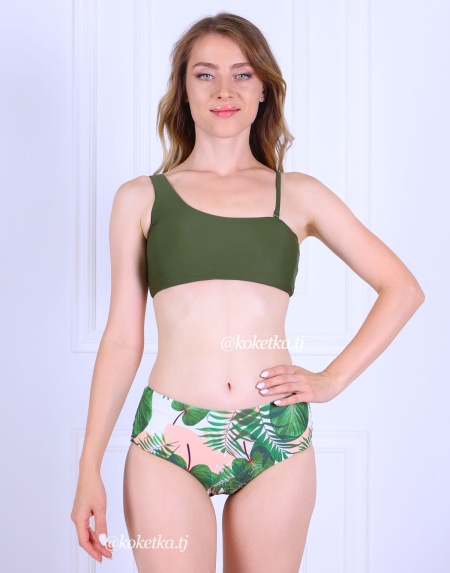 Раздельный купальник на одно плечо